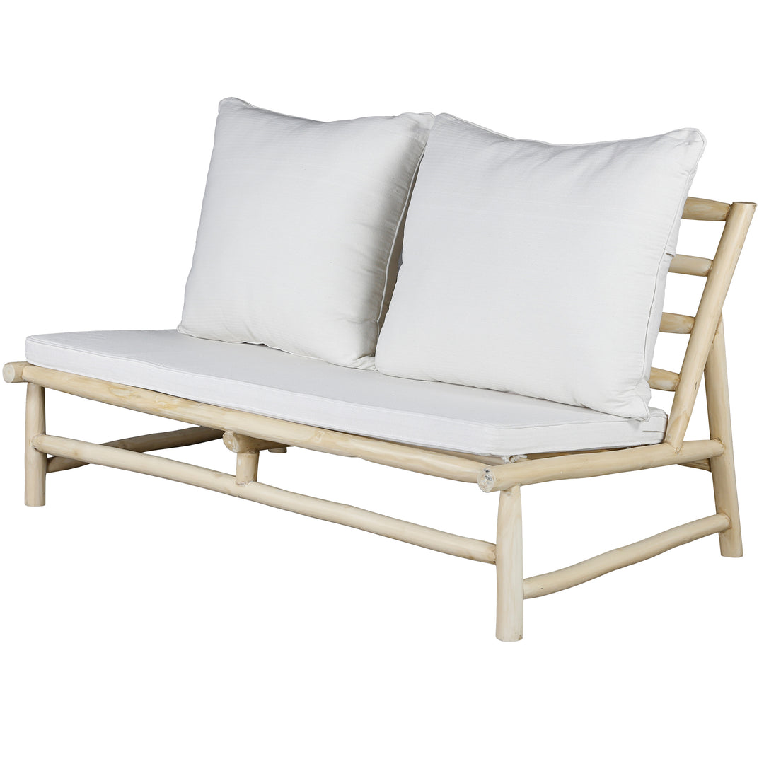 2er Sofa aus Teakholz , kompaktes Lounge-Zweisitzer Outdoor