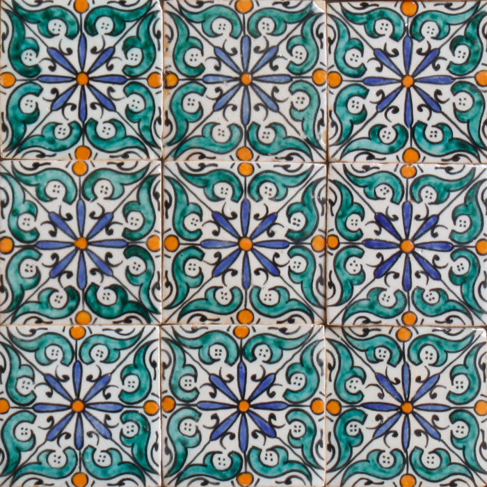 Handbemalte Fliese – Mediterranes Sternmotiv