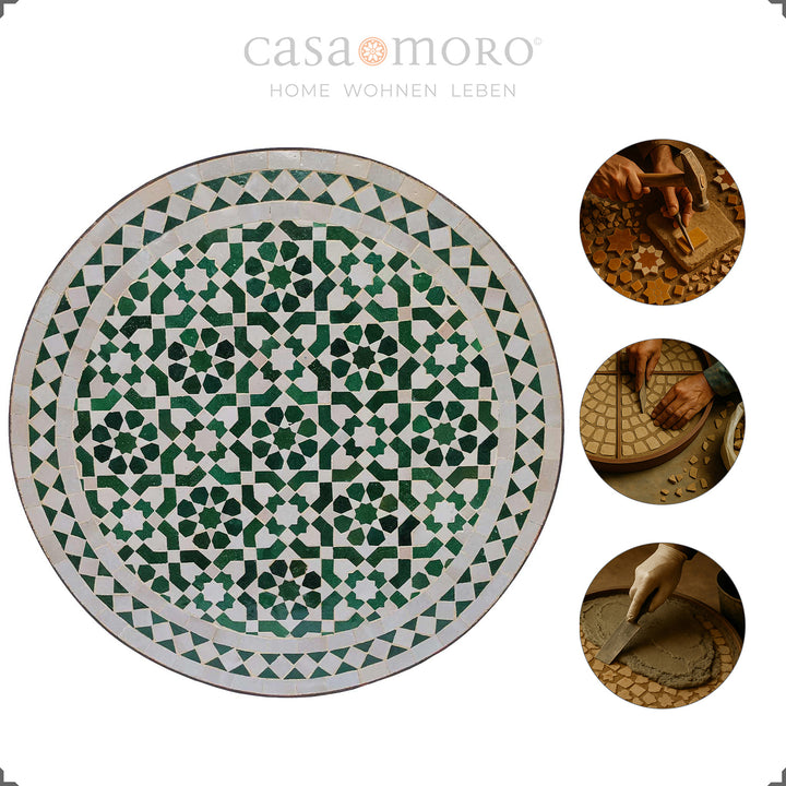 Mosaiktisch aus Zellige und Schmiedeeisen bitte frostgeschützt lagern