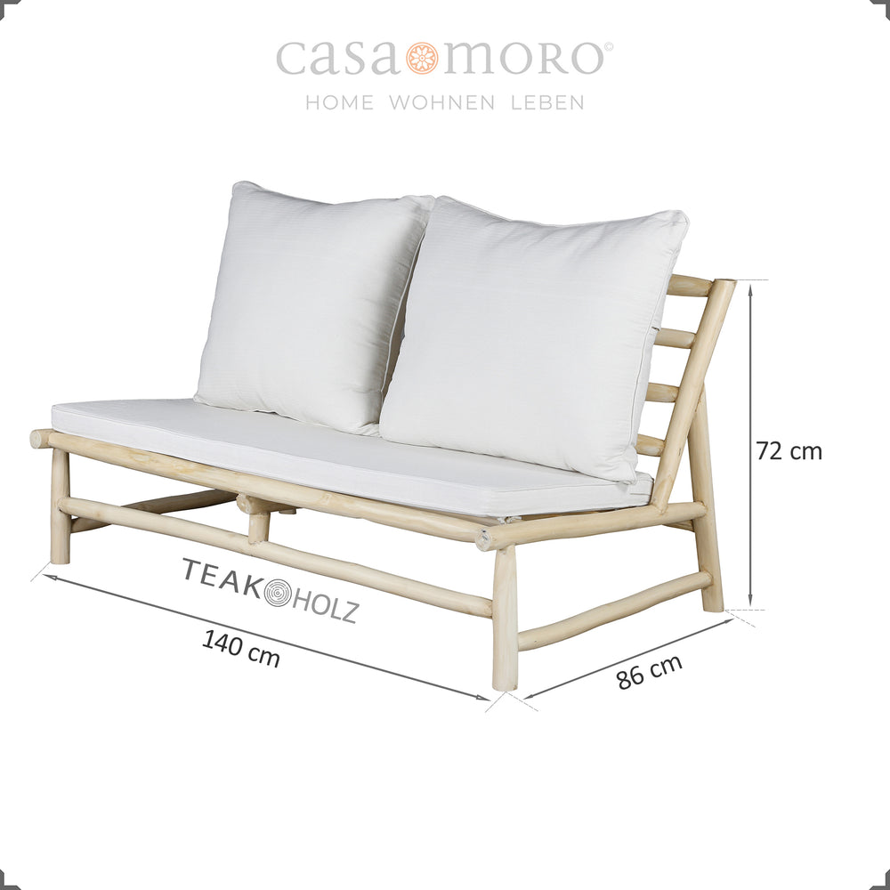 2er Sofa aus Teakholz , kompaktes Lounge-Zweisitzer Outdoor