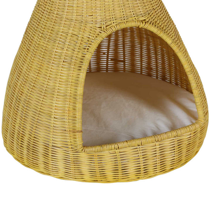 Rattan Katzenhaus TIPI mit Kissen 40x62 cm
