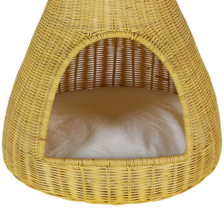 Rattan Katzenhaus TIPI mit Kissen 40x62 cm