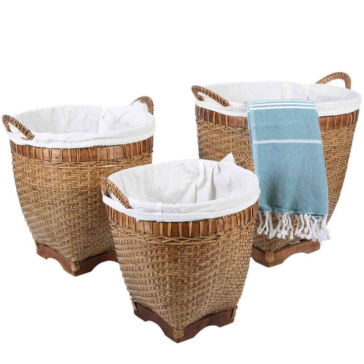 Rattan Wäschekorb Lea mit Henkel