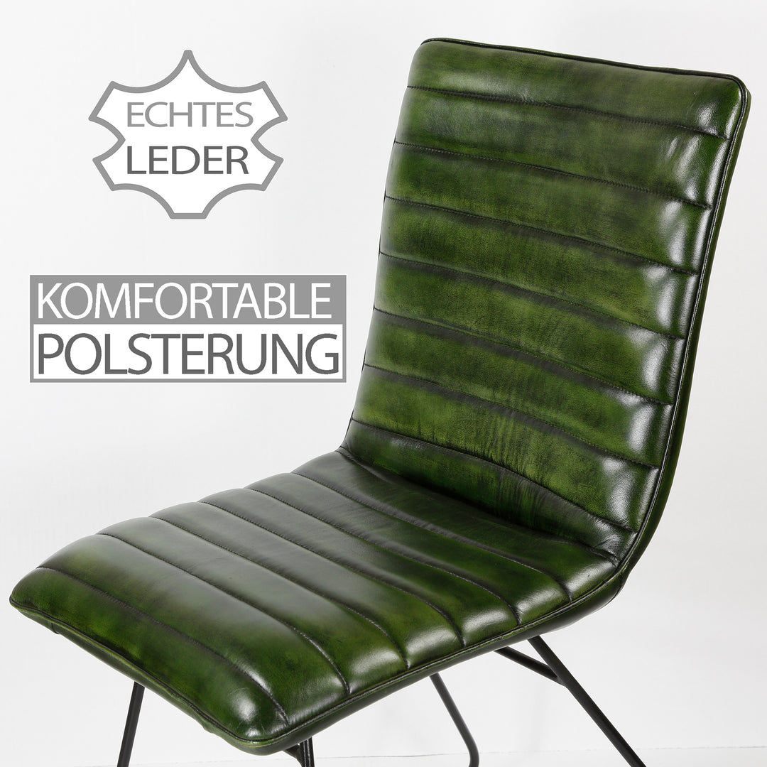 Esszimmerstuhl Leder Grün