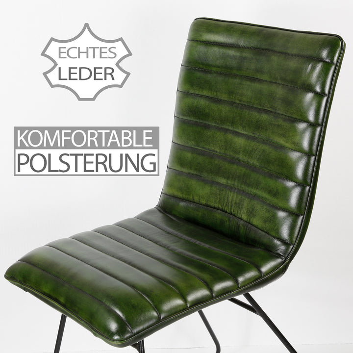 Esszimmerstuhl Leder Grün