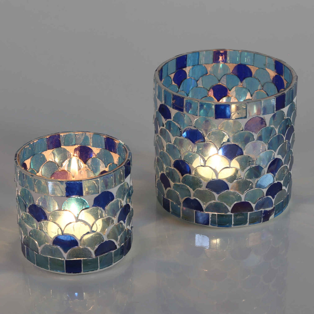 Orientalisches Mosaik Windlicht Athen Dunkelblau