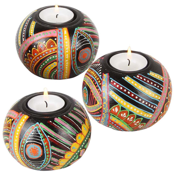 Orientalische handbemalte Teelichthalter Aicha 3er Set