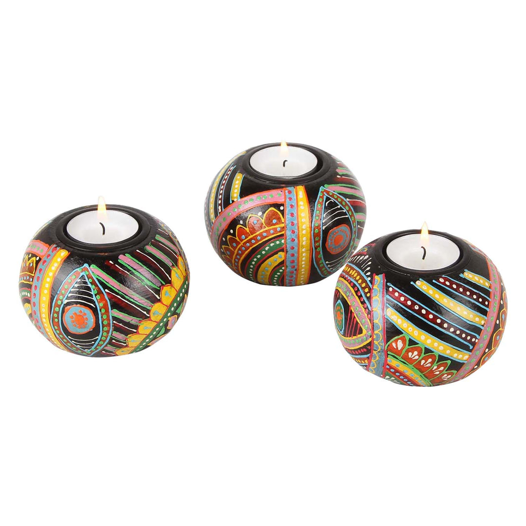 Orientalische handbemalte Teelichthalter Aicha 3er Set