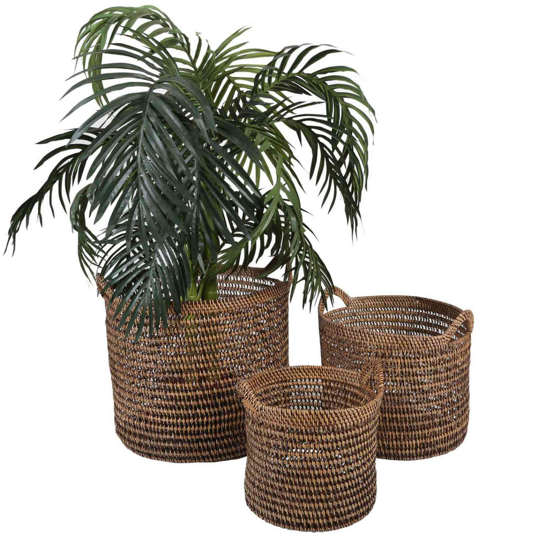 Rattan Korb Eda Braun mit Henkel