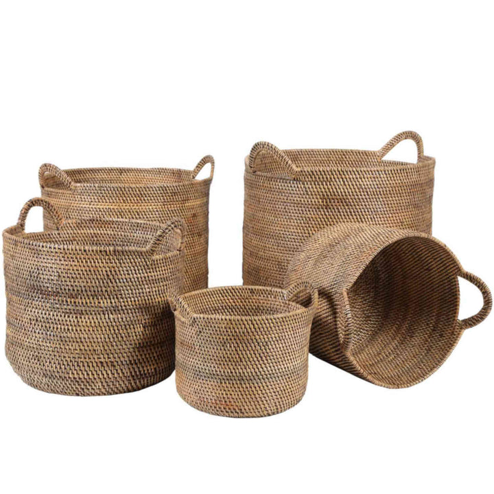 Rattan Korb Elie Braun mit Henkel