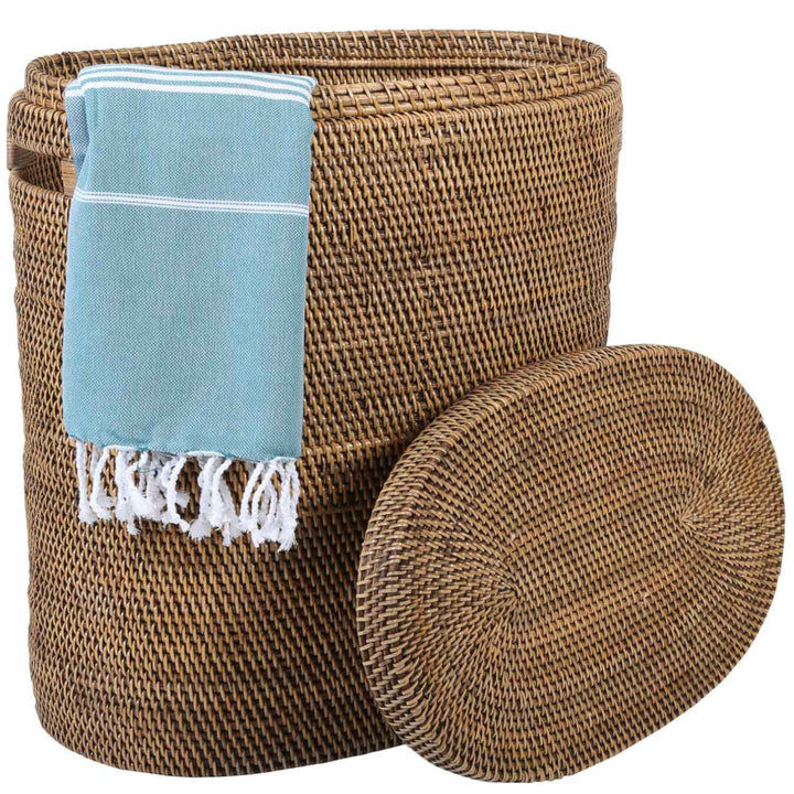 Rattan Wäschekorb Ela mit Deckel