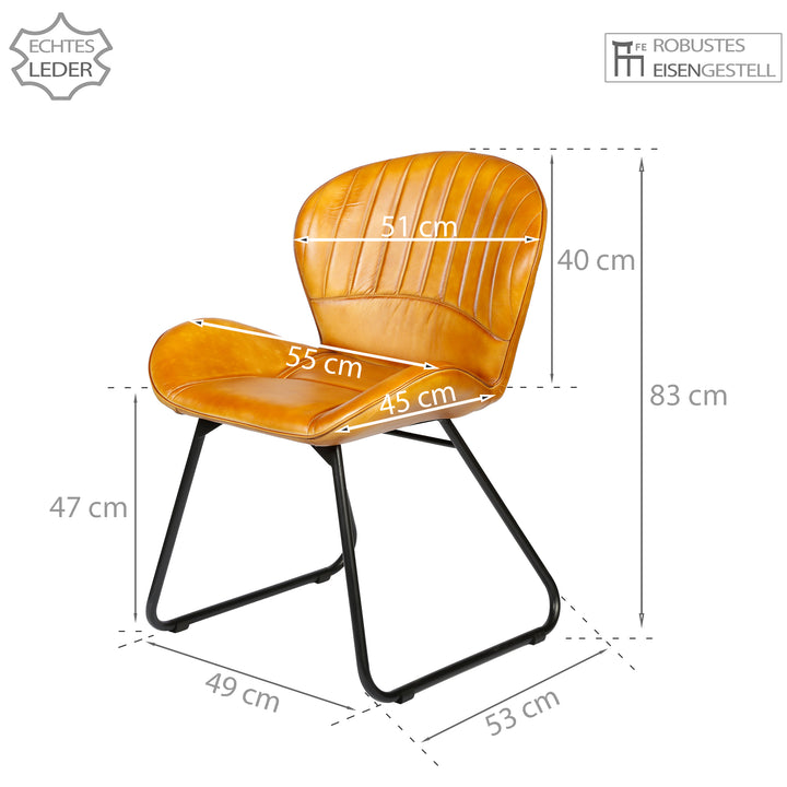 Esszimmerstuhl Leder Cognac Braun