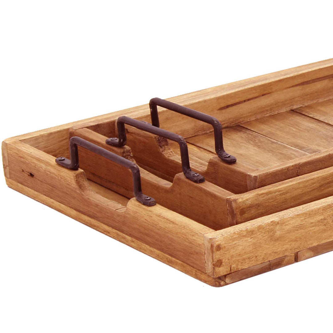 Teakholz Tablett Gloria 3er Set