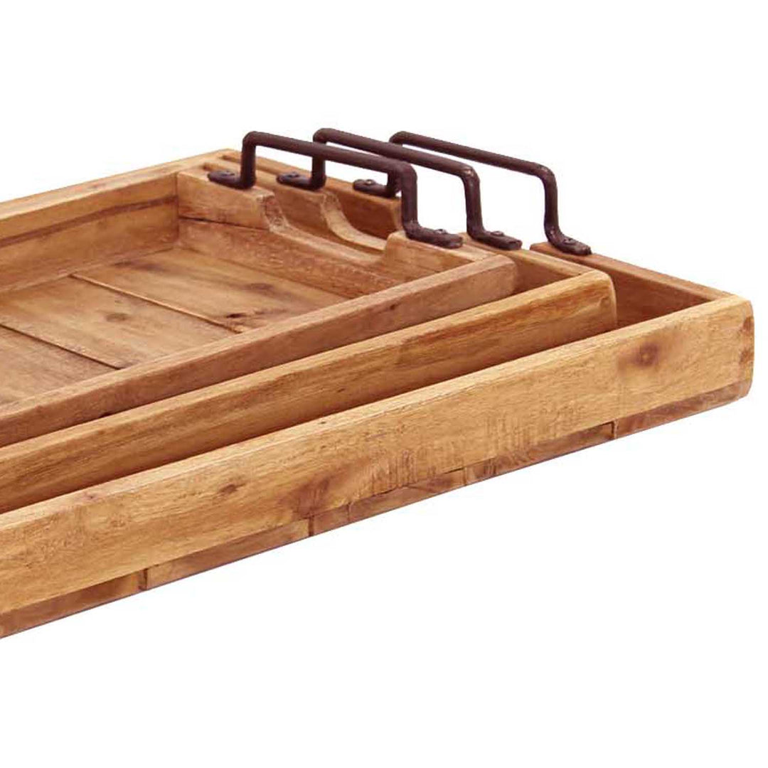Teakholz Tablett Gloria 3er Set