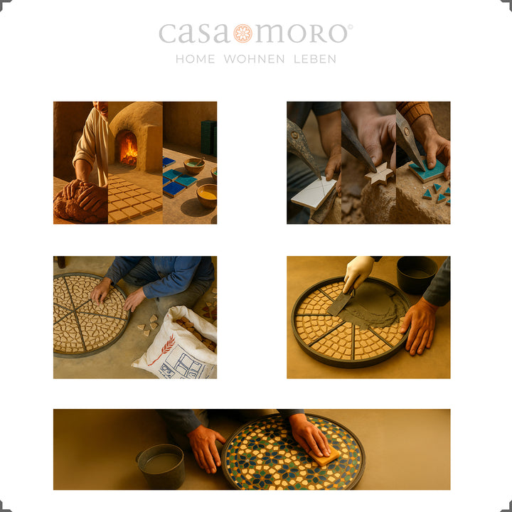 Stabiler Mosaiktisch mit Metallgestell – Gartentisch 120x80 cm aus Schmiedeeisen