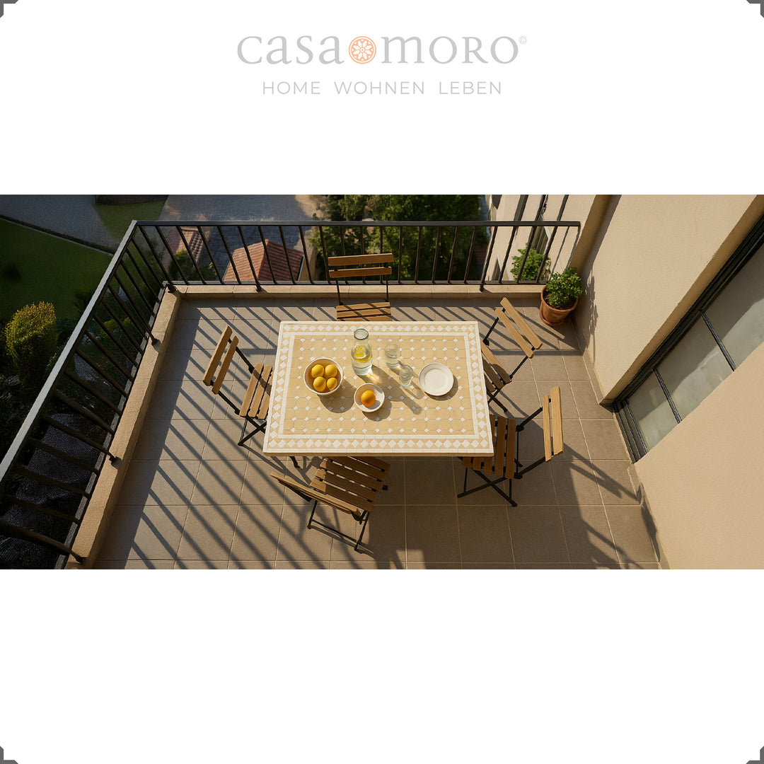 Gartentisch 120x80 cm Mosaiktisch mit traditionellem Muster für Outdoor & Indoor