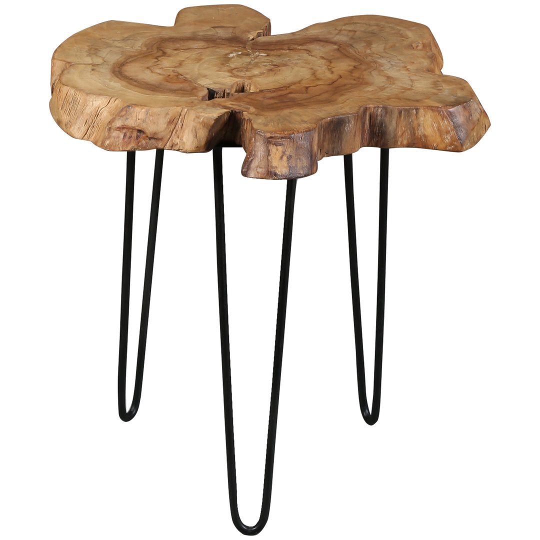 Beistelltisch aus Holz mit schwarzem Eisen-Gestell, 60x60 cm