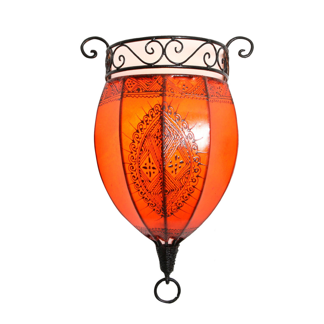 Henna-Leder-Wandlampe Nakous Orange