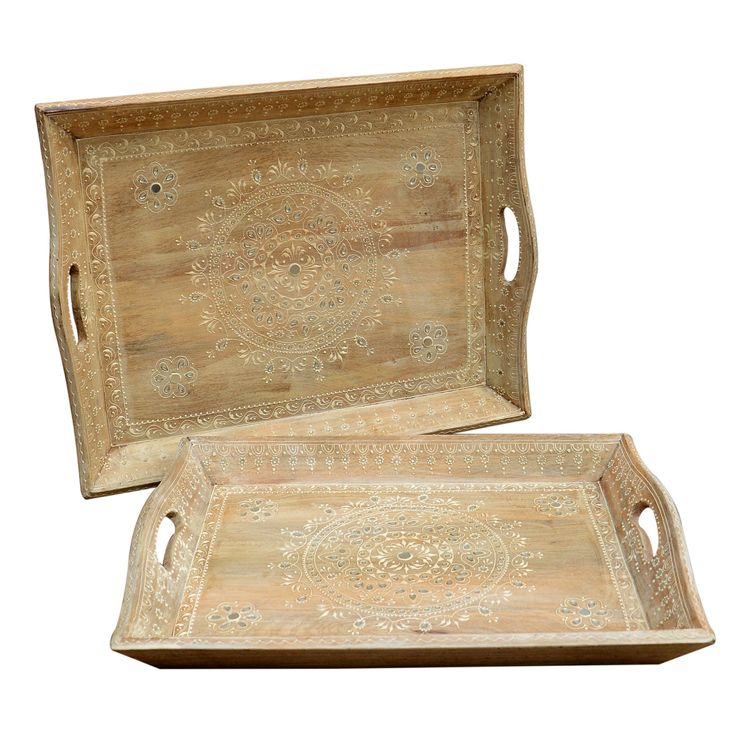 Handbemalte Serviertabletts Parvin im 2er Set