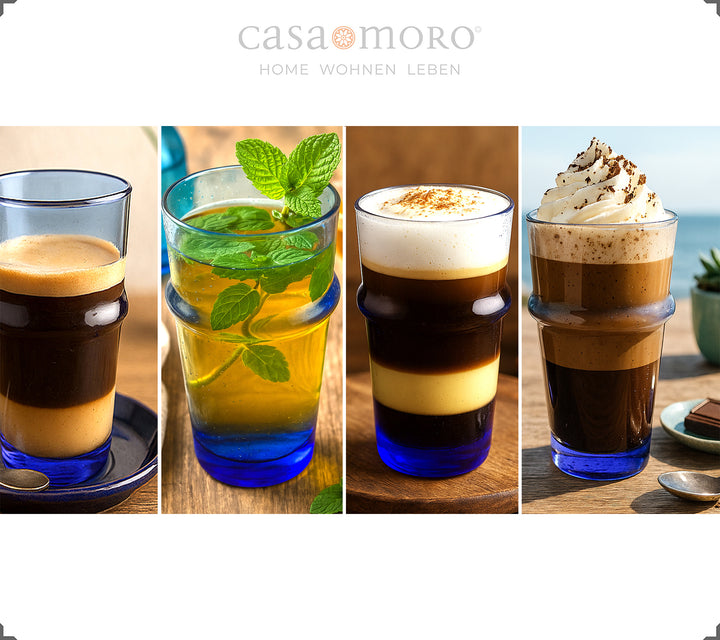atte Macchiato Gläser im 4er-Set, aus aufbereitetem Glas, ideal für heiße oder kalte Getränke