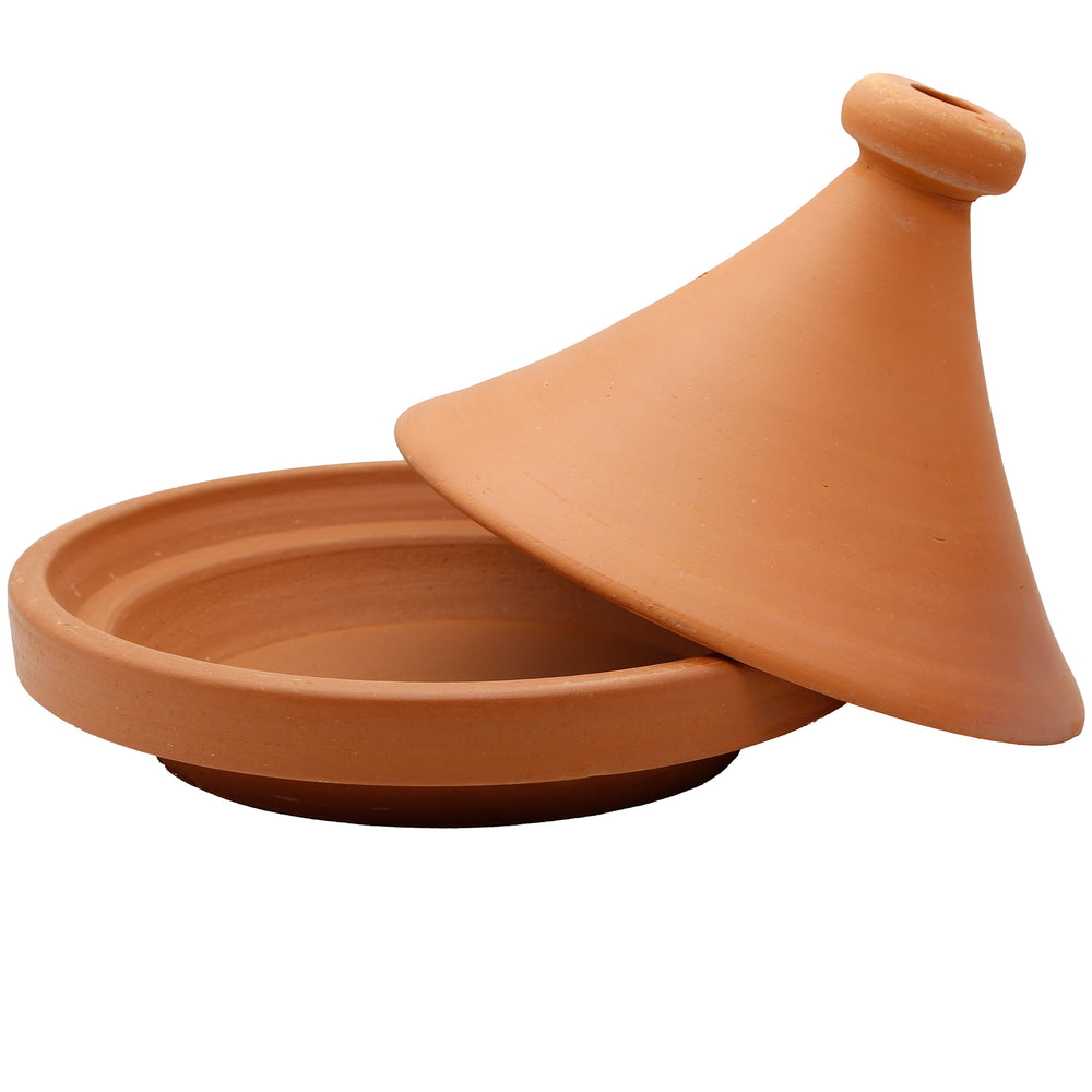Tajine Topf aus Marokko 30 cm mit abgenommenem Deckel, naturbelassen und unglasiert