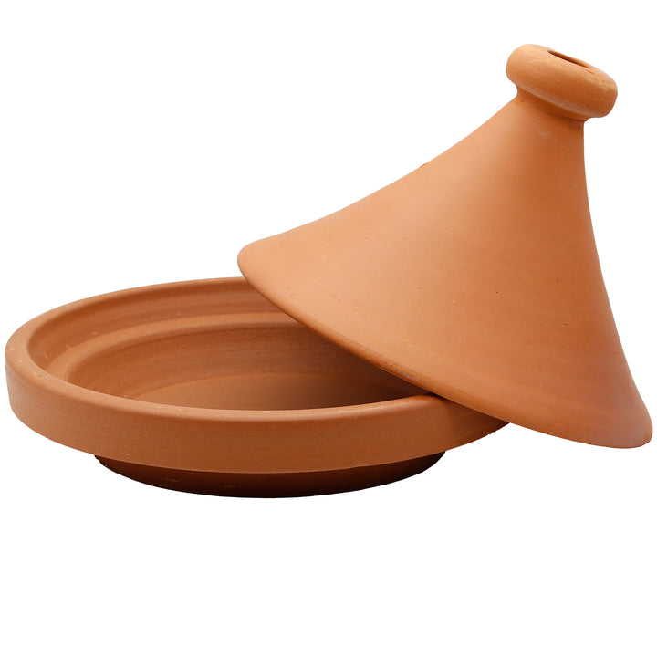 Tajine Topf aus Marokko 30 cm mit abgenommenem Deckel, naturbelassen und unglasiert