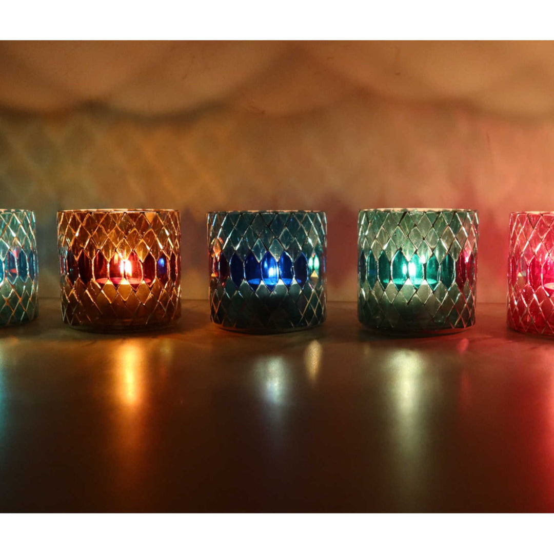 Marokkanisches Mosaik Windlicht Rayan S 5er Set