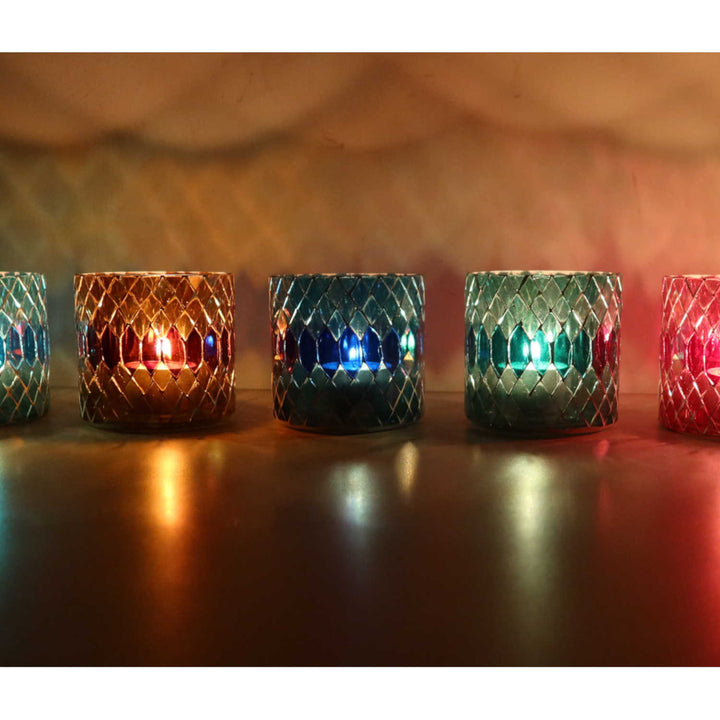 Marokkanisches Mosaik Windlicht Rayan S 5er Set