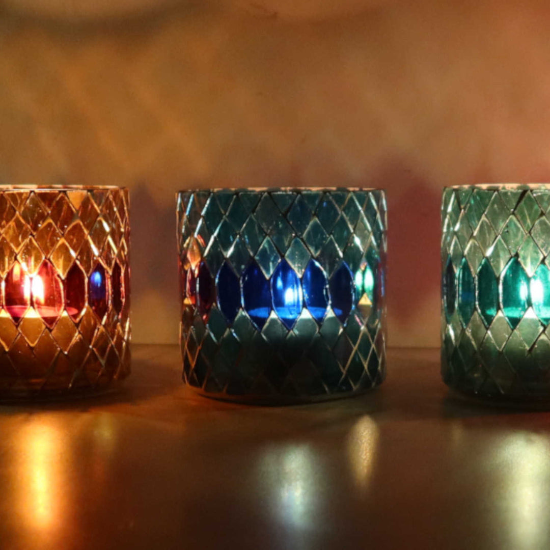 Marokkanisches Mosaik Windlicht Rayan S 5er Set
