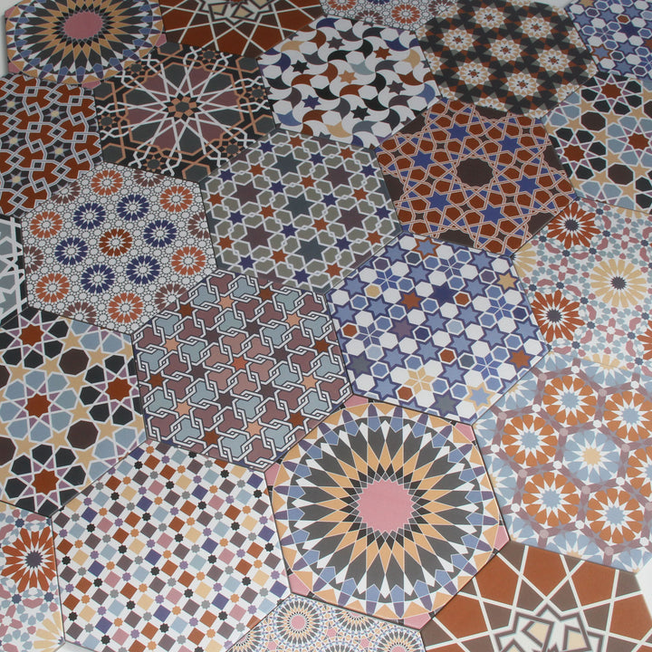 Orientalisch Patchwork-Fliesen – 32,8x28,5 cm Hexagon