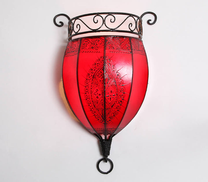 Henna-Leder-Wandlampe Nakous Rot