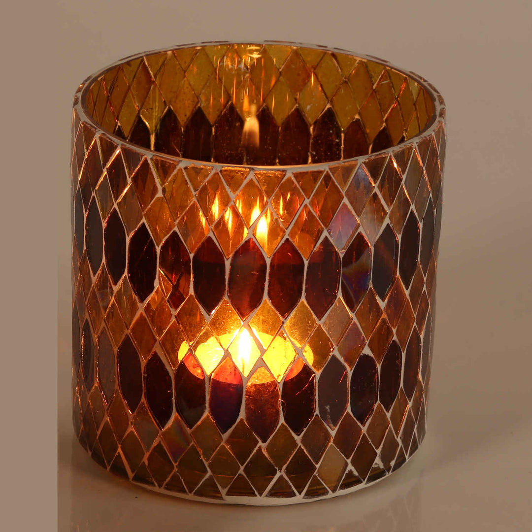 Marokkanisches Mosaik Windlicht Rayan Gelb