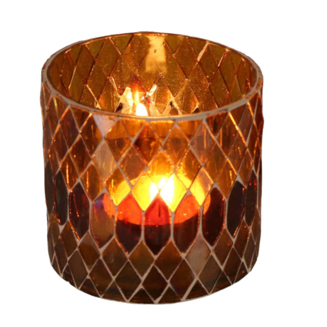 Marokkanisches Mosaik Windlicht Rayan Gelb