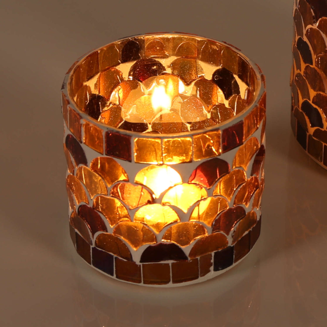 Orientalisches Mosaik Windlicht Athen Gelb