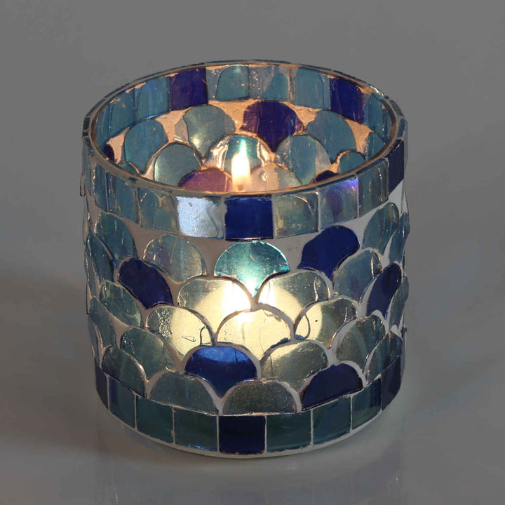Orientalisches Mosaik Windlicht Athen Dunkelblau