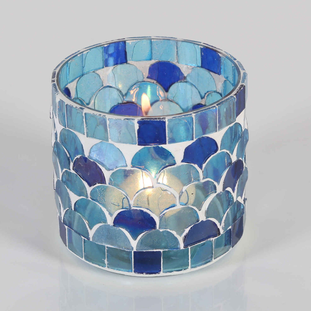 Orientalisches Mosaik Windlicht Athen Dunkelblau