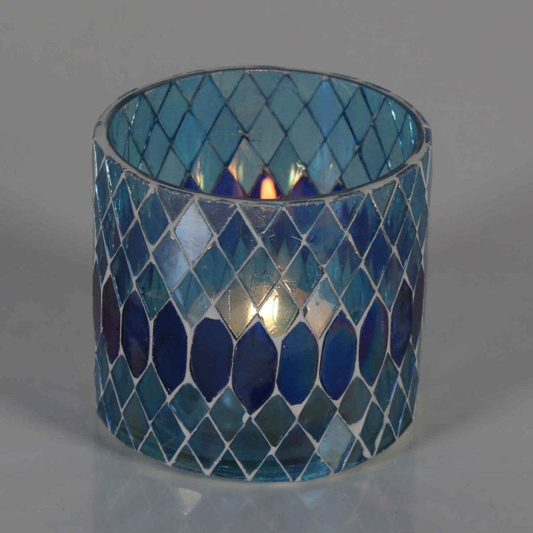 Marokkanisches Mosaik Windlicht Rayan Dunkelblau