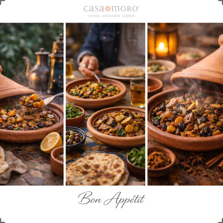 Marokkanische Tagine als Schmortopf aus Ton, perfekt für Lamm, Hähnchen oder Fisch mit